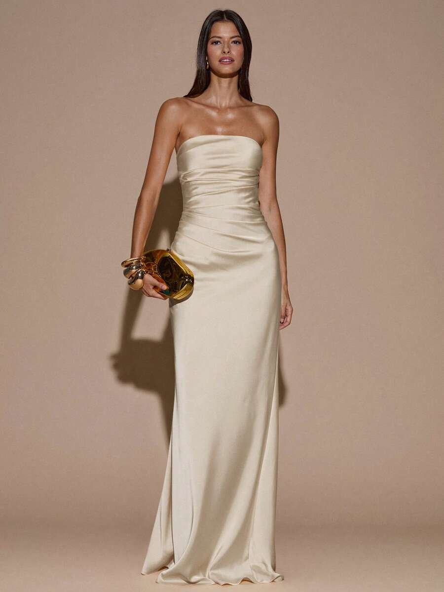 LUMIÈR - Maxi Mermaid Evening Dress Apricot