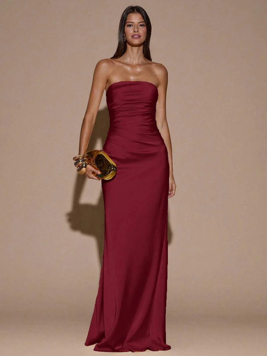 LUMIÈR - Maxi Mermaid Evening Dress Burgundy