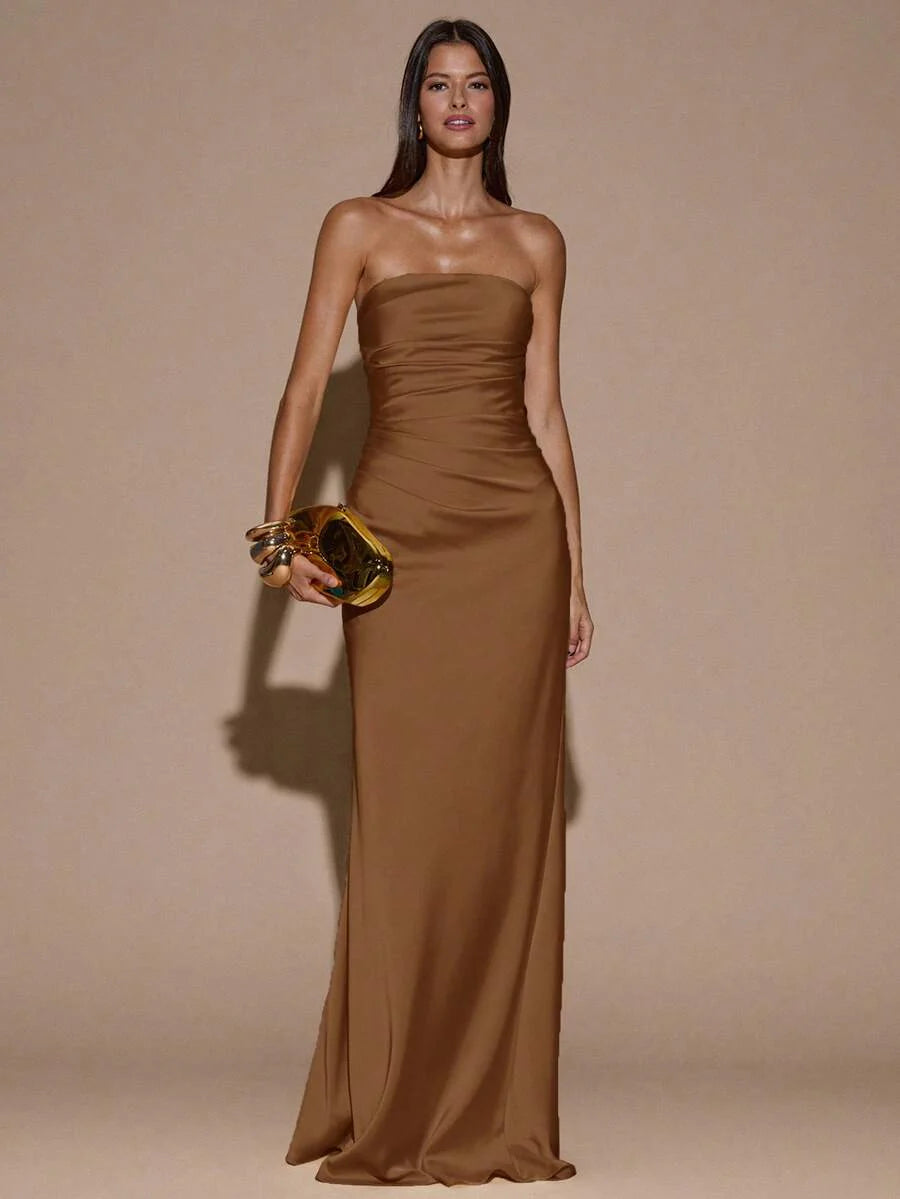 LUMIÈR - Maxi Mermaid Evening Dress Brown
