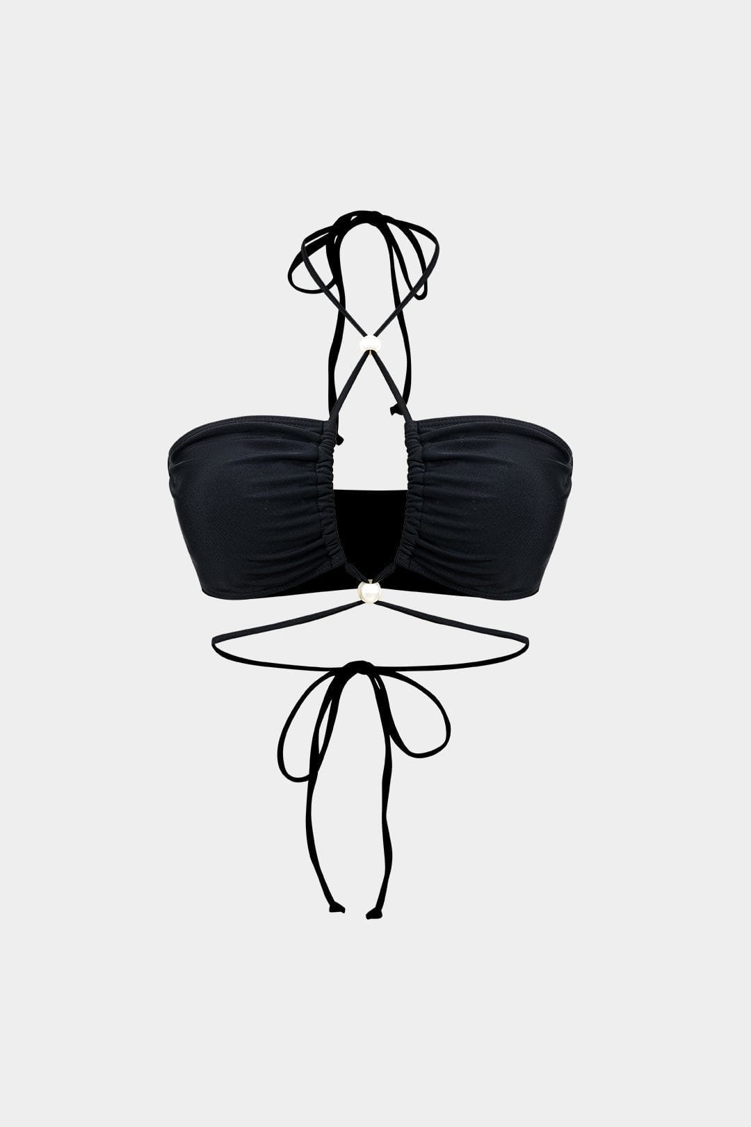 Three-Piece Bikini Set in Black with Wrap Sarong Cover-Up