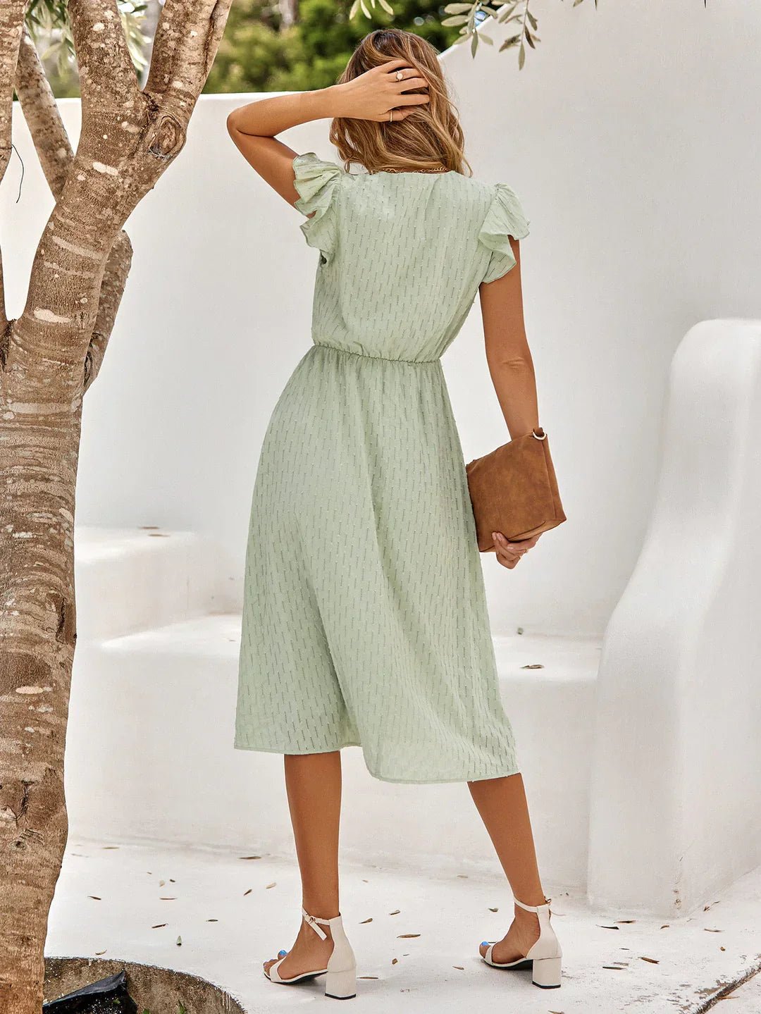 Lightweight Floral Midi Dress with Tie Waist for Women Summer