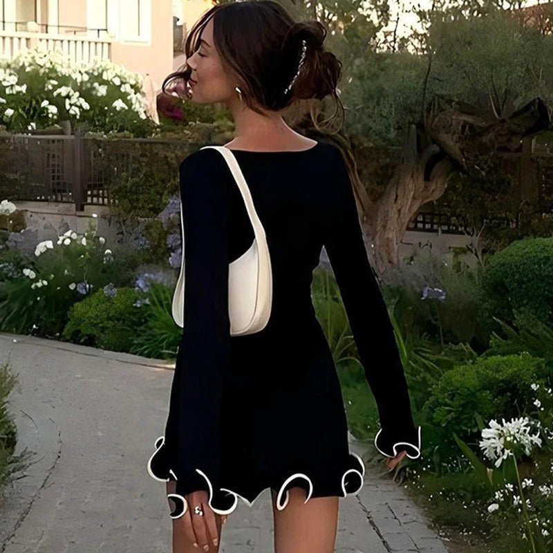 Cocktail Dress with Ruffled Hem for Women at Evening Events