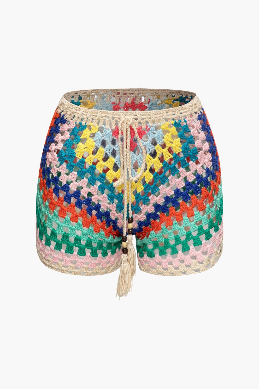 Boho Knit Bustier and Shorts Set in Beige for Summer Beach