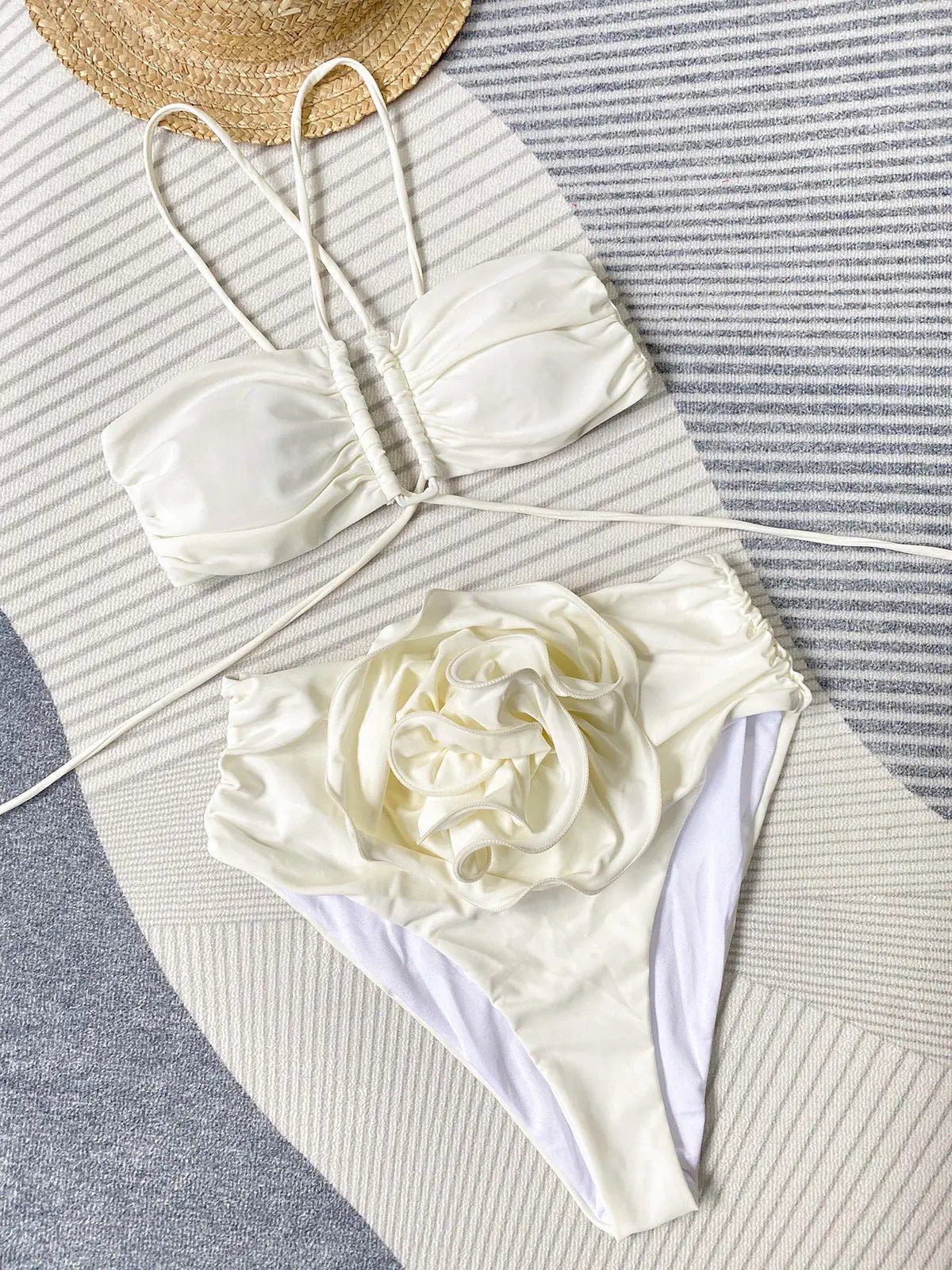 Halterneck Bikini with Floral Detail for Women Summer Beach